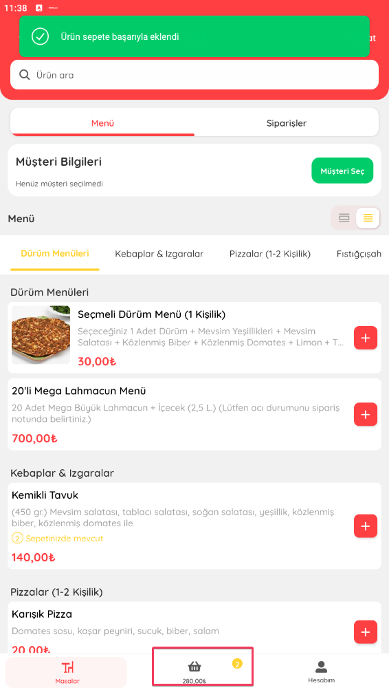 Sepet Ekranı