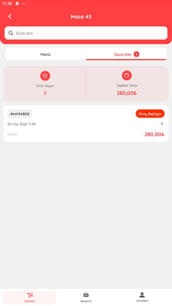 Sipariş Durum Ekranı
